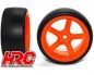 Preview: HRC Racing Reifen 1/10 Drift montiert 5-Spoke Orange Felgen 6mm Offset Slick