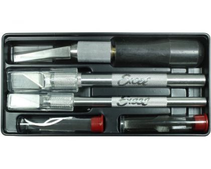 Excel Tools Werkzeug Messerset Professional Set Kunststoffschale bestehend aus 3 Messern 11 Klingen und 2 Hohlmeißeln