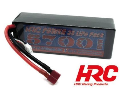 HRC Racing Akku LiPo 3S 11.1V 5700mAh 70C RC Car 5700 Hard Case Ultra-T