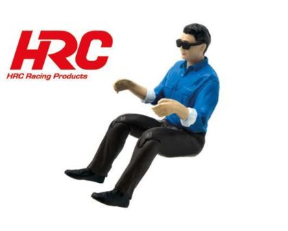 HRC Racing Fahrerfigur 64x80mm mit Sonnenbrille blauer Anzug braune Hose bewegliche Beine