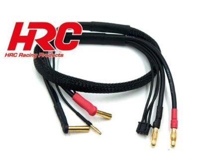 HRC Racing Ladekabel 4mm Bullet zu 4mm und JST Balancer Stecker für Hardcase Akku 50cm WRAP Type Gold