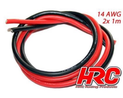 HRC Racing Kabel TSW Pro Racing 14 Gauge 2.0mm2 Silber 400 x 0.08 Rot und Schwarz 1m jedes HRC9531B