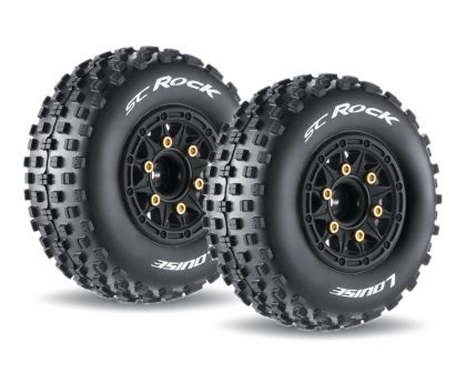 LOUISE SC Rock Reifen soft auf Felge schwarz mit tauschbare Radmitnehmer