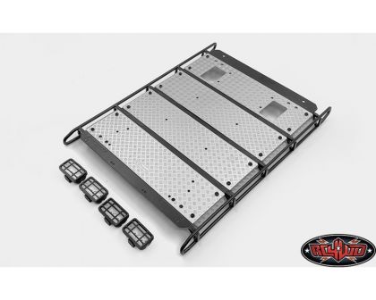 RC4WD Command Roof Rack Diamond Plate and 4x Square Lights