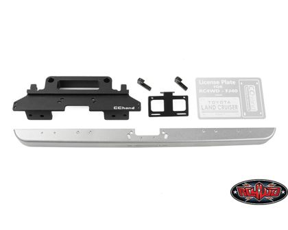 RC4WD Classic Front Bumper License Plate for Trail Finder 2 Truck Kit LWB 1980 Toyota Land Cruiser FJ55 Lexan Body Set Silver