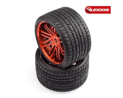 Sweep Road Crusher Onroad Belted tire Red wheels 1/4 offset 146mm Diameter