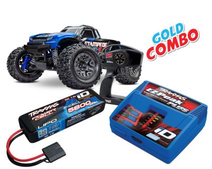 Traxxas Stampede 4x4 blau BL-2S Brushless Gold Combo
