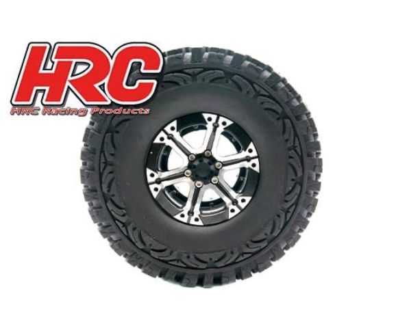 HRC Racing Reifen 1/10 Crawler 1.9 montiert 12mm Hex Aluminium 6-Spokes Silver Felgen Crawler Master 4 Stk. HRC61185B