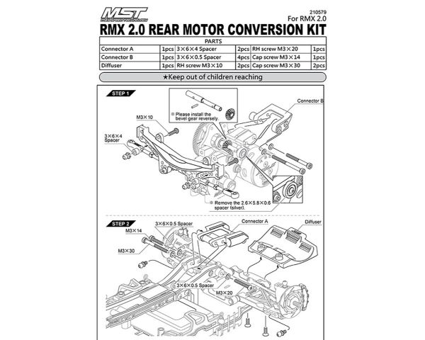MST Racing Umbausatz Heckmotor RMX 2.0