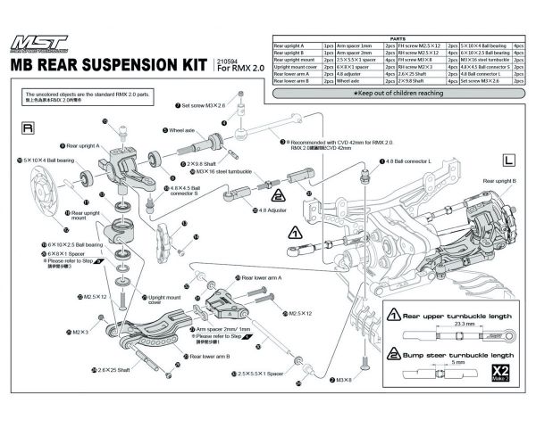 MST Racing hintere Aufhängung Kit RMX 2.0