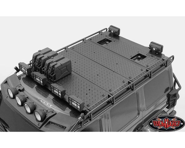 RC4WD Command Roof Rack Diamond Plate and 4x Square Lights