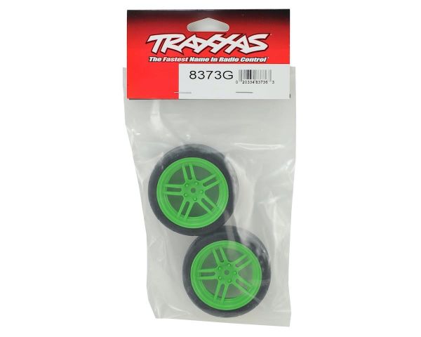 Traxxas Split Spoke Reifen auf Felgen verklebt grün vorne