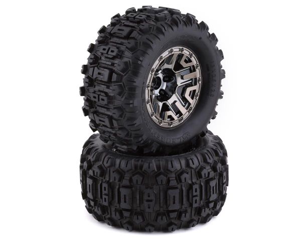 Traxxas Sledgehammer Reifen auf schwarz chrome 2.8 Felgen TRX9072
